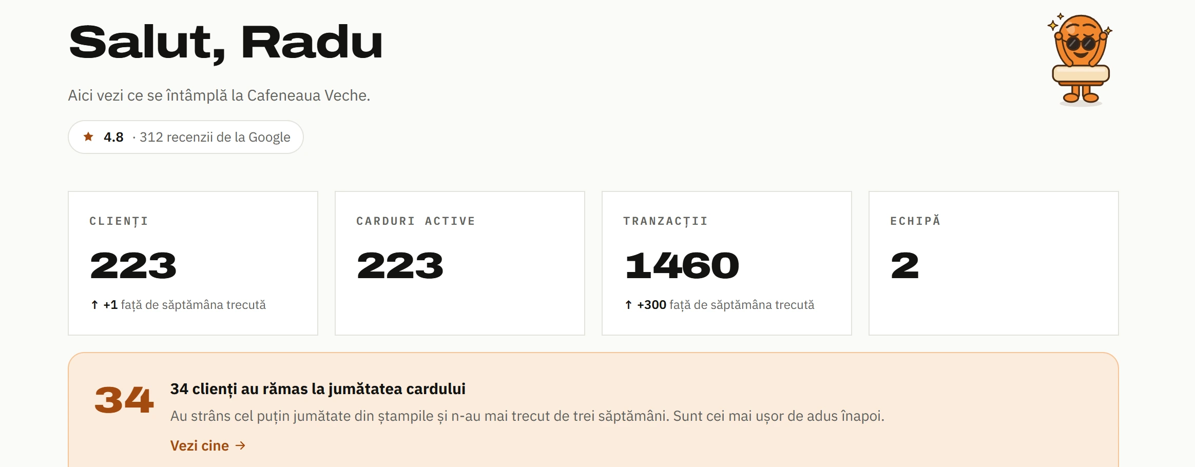 Panoul Fidelito, cu cifrele localului