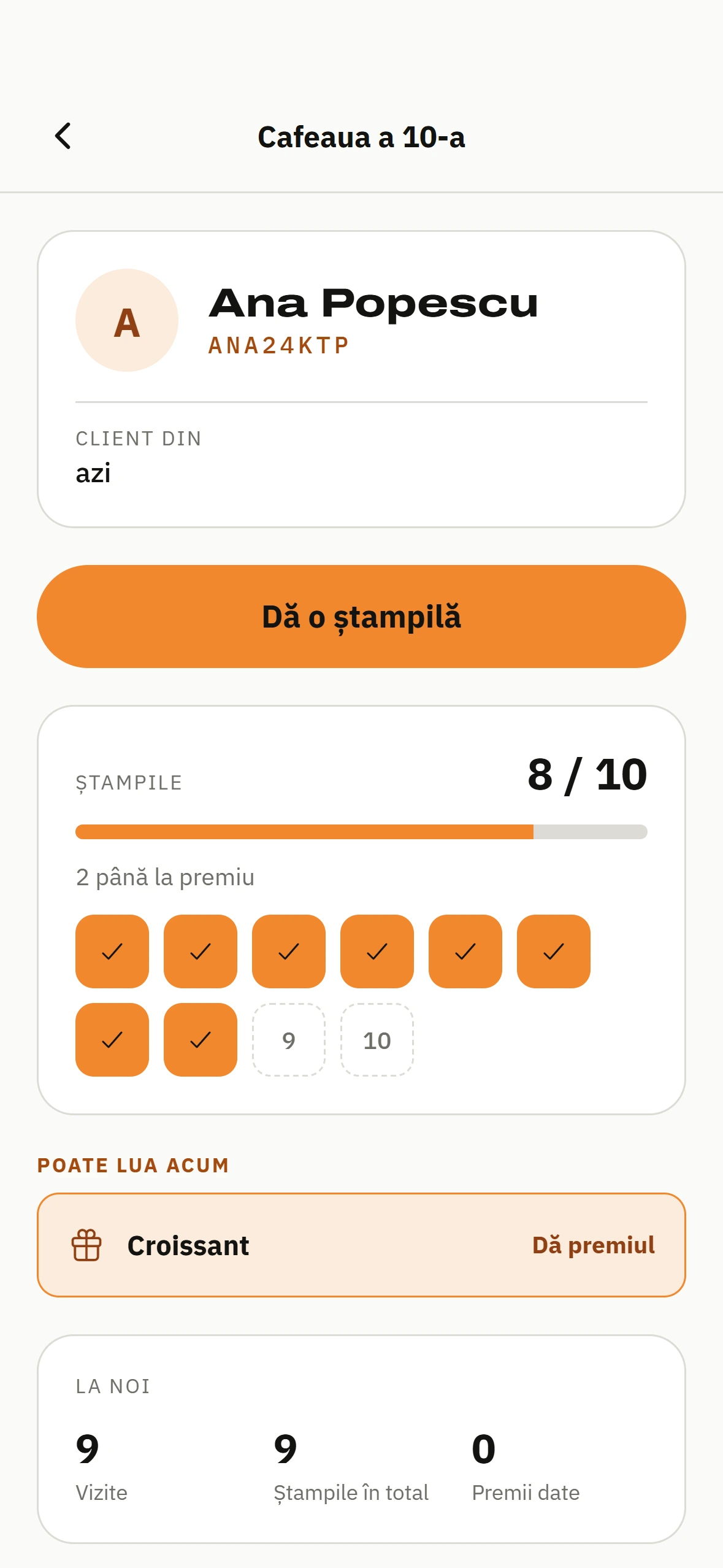 Aplicația Fidelito Staff, la tejghea